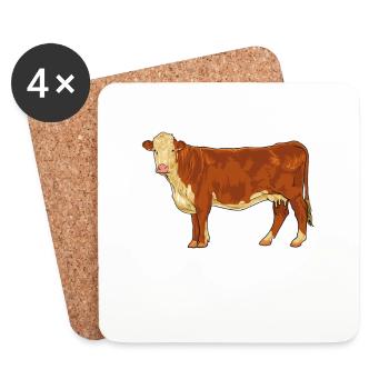 Zeichnung eines Hereford Rind - Untersetzer (4er-Set) - Weiß - Vorne