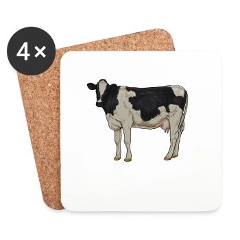 Zeichnung eines Holstein Rind - Untersetzer (4er-Set) - Weiß - Vorne