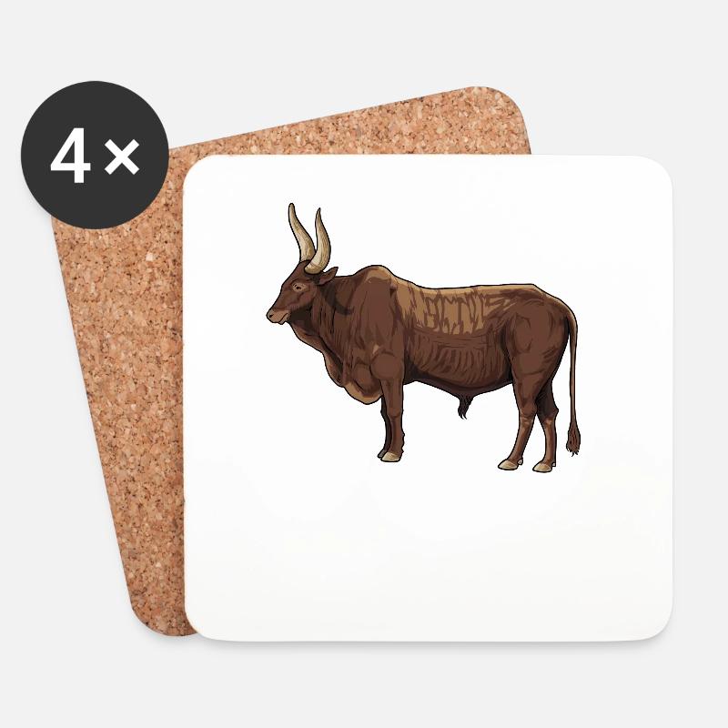 Zeichnung eines Ankole Rind - Untersetzer (4er-Set) - Weiß