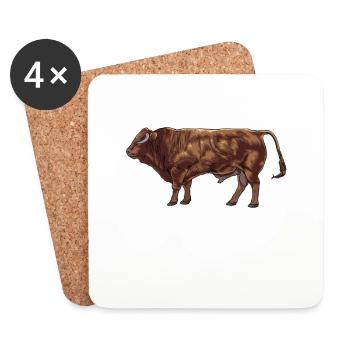Zeichnung eines Limousin Rind - Untersetzer (4er-Set) - Weiß - Vorne