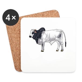 Zeichnung eines Brahman Rind - Untersetzer (4er-Set) - Weiß - Vorne