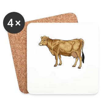 Zeichnung eines Jersey Rind - Untersetzer (4er-Set) - Weiß - Vorne