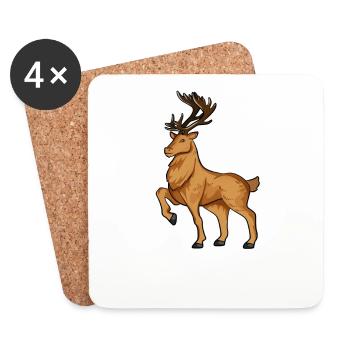 Drawing of a reindeer - Coasters (set of 4) - white - Front
