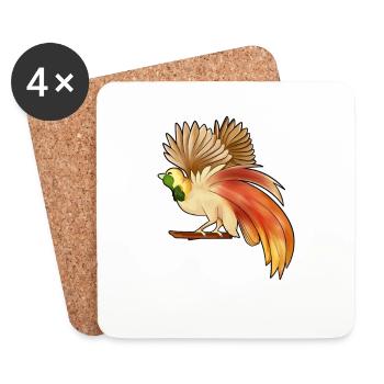 Dessin d’un oiseau de paradis raggi - Dessous de verre (lot de 4) - blanc - Devant