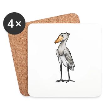 Drawing of a shoebill - Coasters (set of 4) - white - Front