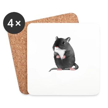 Drawing of a gerbil - Coasters (set of 4) - white - Front