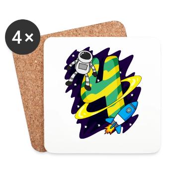 4 Birthday Boy Astronaut - four years - Coasters (set of 4) - white - Front