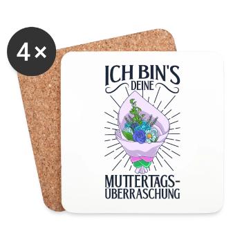 Blumenstrauß - Muttertag Überraschung - Untersetzer (4er-Set) - Weiß - Vorne