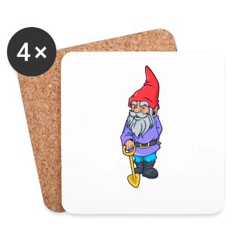 Garden gnome with shovel - Coasters (set of 4) - white - Front
