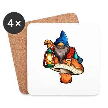 Garden gnome on fungus - Coasters (set of 4) - white - Front