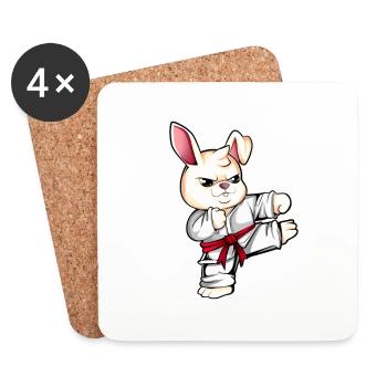 Comic Rabbit Does Karate - Coasters (set of 4) - white - Front
