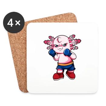 Comic Axolotl macht Karate - Untersetzer (4er-Set) - Weiß - Vorne