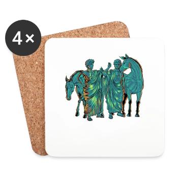 The Dioscuri - Castor and Pollux - Coasters (set of 4) - white - Front