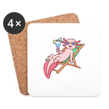 Comic Axolotl genießt einen Cocktail - Untersetzer (4er-Set) - Weiß - Vorne