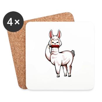 Lama plays harmonica - Coasters (set of 4) - white - Front