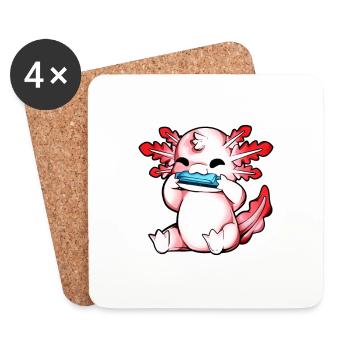 Axolotl joue de l’harmonica - Dessous de verre (lot de 4) - blanc - Devant