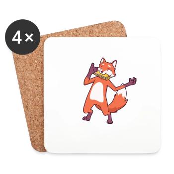 Fox plays harmonica - Coasters (set of 4) - white - Front