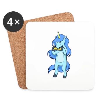 La licorne joue de l’harmonica - Dessous de verre (lot de 4) - blanc - Devant