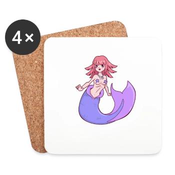 Cartoon Mermaid - Coasters (set of 4) - white - Front