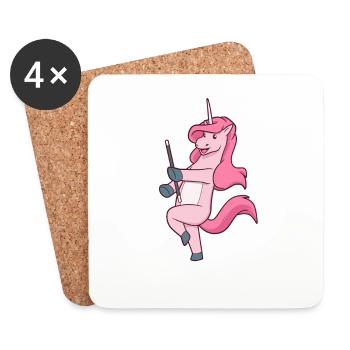 Licorne comique virevoltant - Dessous de verre (lot de 4) - blanc - Devant