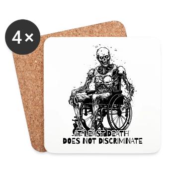 Squelette en fauteuil roulant : pas de discrimination - Dessous de verre (lot de 4) - blanc - Devant
