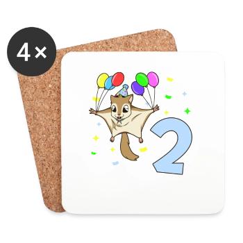 With flying squirrels - children's birthday 2 years - Coasters (set of 4) - white - Front