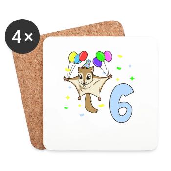 Mit Flughörnchen - Kinder Geburtstag 6 Jahre - Untersetzer (4er-Set) - Weiß - Vorne