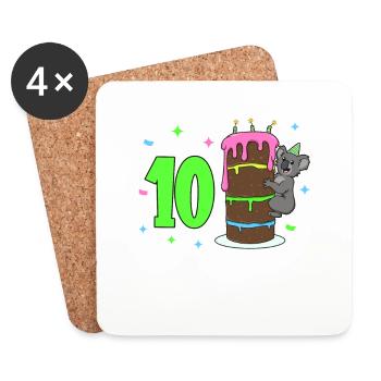 Mit Koala - Kinder Geburtstag 10 Jahre - Untersetzer (4er-Set) - Weiß - Vorne