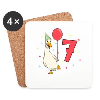 Mit Laufente - Kinder Geburtstag 7 Jahre - Untersetzer (4er-Set) - Weiß - Vorne