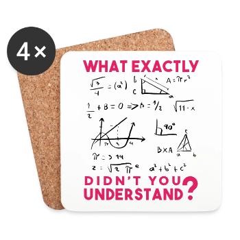 Funny Math Jokes, Physics and Math Formulas Saying - Coasters (set of 4) - white - Front