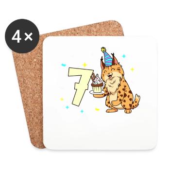 Avec lynx - anniversaire des enfants 7 ans - Dessous de verre (lot de 4) - blanc - Devant