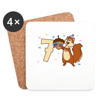 Chipmunk - Children's Birthday 7 Years - Coasters (set of 4) - white - Front