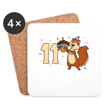Chipmunk - Anniversaire des enfants 11 ans - Dessous de verre (lot de 4) - blanc - Devant