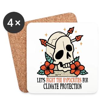 Skull and roses for environmental protection Climate protection - Coasters (set of 4) - white - Front