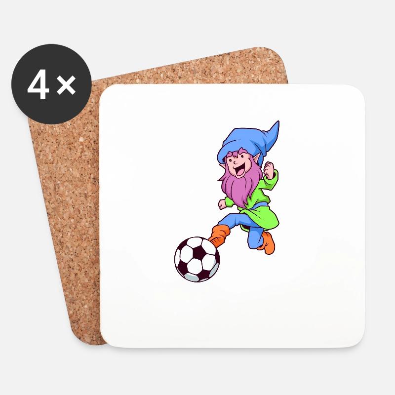 Comic Gartenzwerg spielt Fußball - Untersetzer (4er-Set) - Weiß