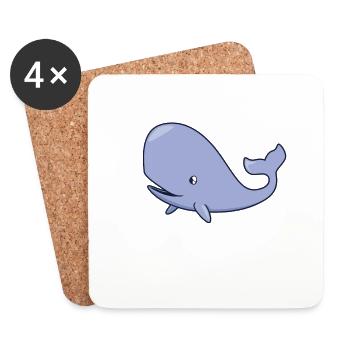Kawaii Whale - Sperm Whale - Coasters (set of 4) - white - Front