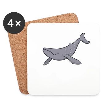 Kawaii Whale - Gray Whale - Coasters (set of 4) - white - Front