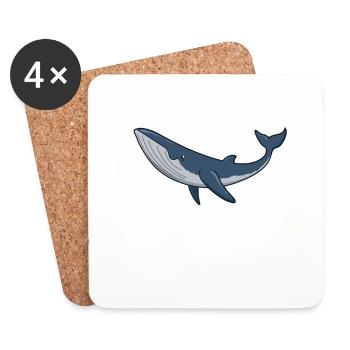 Kawaii Whale - Minke Whale - Coasters (set of 4) - white - Front