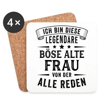 Böse Alte Frau Legende Sarkasmus Spruch Lustig - Untersetzer (4er-Set) - Weiß - Vorne