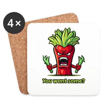 Angry red vegetables - Coasters (set of 4) - white - Front