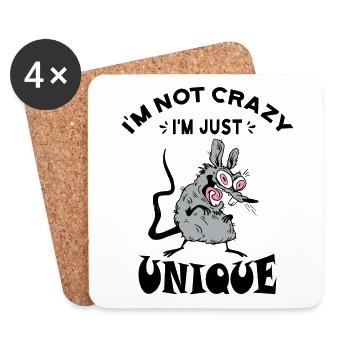 I'm not crazy I'm just unique, Weird Mouse - Untersetzer (4er-Set) - Weiß - Vorne