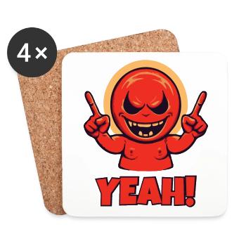 Pointing fingers in the air, red guy says yes - Coasters (set of 4) - white - Front