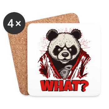 Panda en colère - Dessous de verre (lot de 4) - blanc - Devant