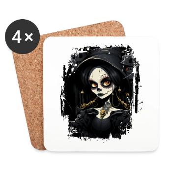 Süßes Gothic-Mädchen - Untersetzer (4er-Set) - Weiß - Vorne