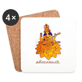 Hindu God - Saraswati - Coasters (set of 4) - white - Front