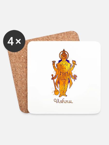 Hindu Gott - Vishnu - Untersetzer (4er-Set) - Weiß