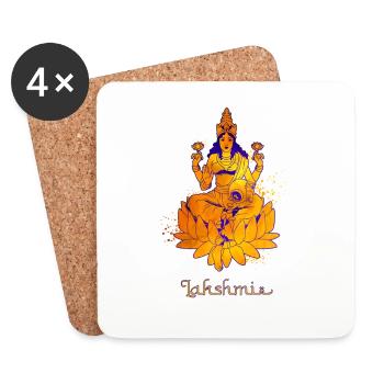 Dieu hindou - Lakshmi - Dessous de verre (lot de 4) - blanc - Devant