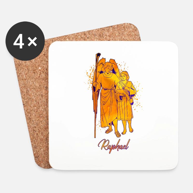 Erzengel Raphael - Untersetzer (4er-Set) - Weiß