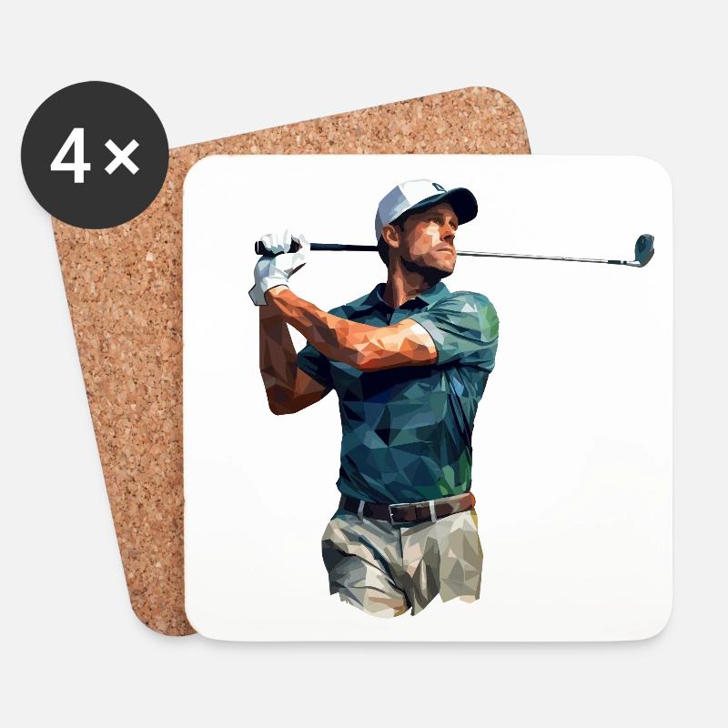 Golfer im Polygon Style - Untersetzer (4er-Set) - Weiß
