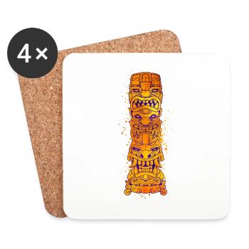 Colorful Aztec totem - Coasters (set of 4) - white - Front